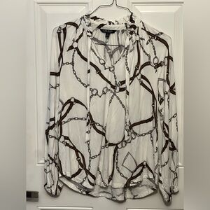 Lauren Ralph Lauren Women’s Equestrian Blouse Shirt M Horse Bit Bridle Top